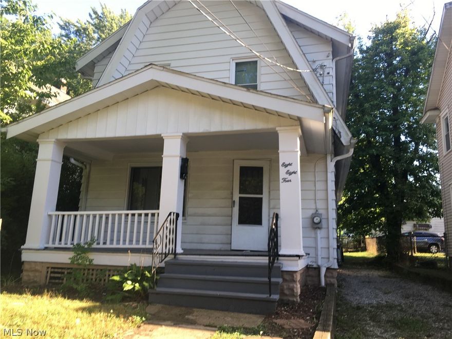 Three bedroom colonial. Enter from the covered front porch to living room with large fake fireplace and large decorative mirror. There is a living room and dining room with a bay window. The Kitchen is equipped with refrigerator and stove and has a back door to the yard and storage room (for lawn mower and etc). The upstairs bathroom is spacious and recently remodeled. Flooring in three bedrooms are being replaced. There is a $50 application fee per adult for an interested applicant.