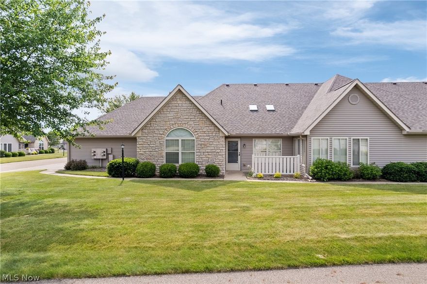 This immaculate and well-maintained condo is ready for its new owner! As you step inside, you'll appreciate the oversized living area, with cathedral ceilings and plenty of natural light streaming through the skylights. The abundance of space in this room creates the perfect atmosphere for both relaxation and entertainment. The kitchen is equipped with all appliances and has ample counter space, as well as an eat in bar/breakfast area. This thoughtfully designed condo features a split bedroom plan. Two generously sized bedrooms, each with walk in closets and their own private bathrooms.  Convenience and functionality are at your fingertips with the main floor laundry room, complete with a washer, dryer, and a utility sink. Enjoy the beautiful 4-season room year around or take a step outside to the concrete patio, conveniently located off the front door! This condo offers a lifestyle of comfort, convenience, and is close to parks shopping and more! All new carpet installed throughout in 2024! Don't miss your opportunity, call today to schedule your showing!