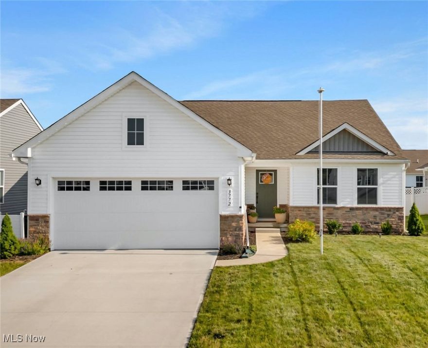 Skip the wait — move right in to this like-new home in Hidden Village located in the highly desirable Perry School District! 
The thoughtfully designed ranch floor plan offers first-floor living, making daily life both easy and convenient. Throughout the home, you'll find charming custom touches that add warmth and character you don’t often see in newer builds. From the inviting shiplap accents to stylish feature walls, this home exudes charm and personality.
The bright, open-concept living area serves as the heart of the home and is perfect for gathering with family and friends. The kitchen and living spaces showcase beautiful upgrades, offering both functionality and style. With 2 spacious bedrooms plus a flexible bonus space, this home easily adapts to your lifestyle, whether you need a home office, playroom, or an additional bedroom.
Downstairs, the large finished recreation room in the basement provides endless possibilities for entertaining, a home gym, media room, or additional living space. The basement was thoughtfully upgraded during construction with a full egress window for safety, natural light, and the option to add a bedroom, along with being pre-plumbed for a future bathroom, making it easy to finish to your liking. Don’t miss your chance to call this stunning, newer construction house your home! Schedule your private showing today and experience all that Hidden Village has to offer.