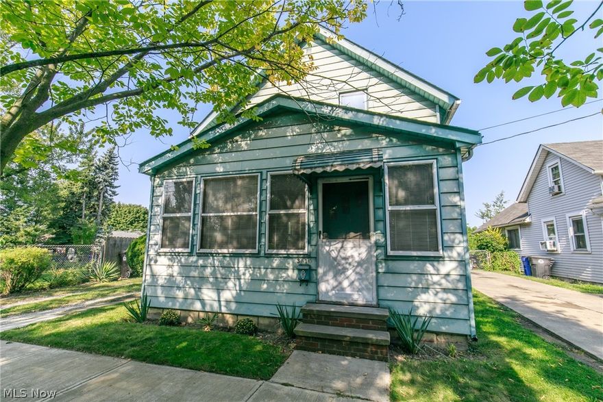 Cleveland home on no outlet street, in Forest City neighborhood. Cape cod with detached 2 car garage. Large eat in kitchen with appliances to stay, formal dining room and family room. Enclosed sun porch. One bedroom or den down, and three large bedrooms ups with half bath.  Full basement and washer and dryer to stay.  Private backyard with patio. Roof approx 8 yrs,age of furnace and hot water unknown. Easy access to downtown, freeway, shopping, nearby Newburgh Hts., par 3 golf course and hike and bike trails. Immediate occupancy!