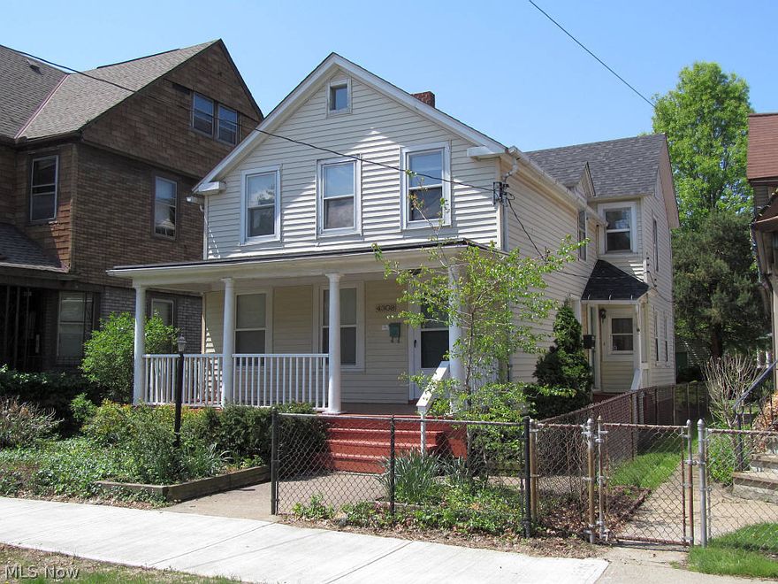 Ohio City up/down double in pocket of renovated, owner-occupied $250-$350K homes. Ideal candidate for (re)conversion to single. Both floors feature open living areas (vaulted ceilings in up unit), exposed brick and modern kitchens & baths. Newer windows, vinyl siding and separate mechanical systems. Landscaped yard with 2-car garage facing alley.