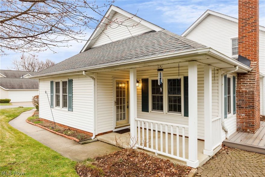 Charming 3-bedroom cluster home offering over 1800 sq. ft. with a first-floor owner's suite and an additional guest bedroom on the main level. Ideal for guests or multigenerational living. Spacious eat-in kitchen with abundant cupboards & breakfast bar. A bright loft flexible for office or play space, cozy living room with fireplace, and loads of extra storage throughout. Original owner with pride of ownership. Furnace & Air original serviced regularly. Hot water heater 7 yrs.  Newer roof covered by association. Enjoy front porch, and private backyard with trex deck. Located in a community with swimming pools, tennis courts, walking trails and a clubhouse. Nearby public golf, park system and recreation center, plus fine dining, shopping and easy freeway access for quick commutes to downtown Cleve. & Akron and  airport. Perfect blend of convenient one-level living and lifestyle amenities.