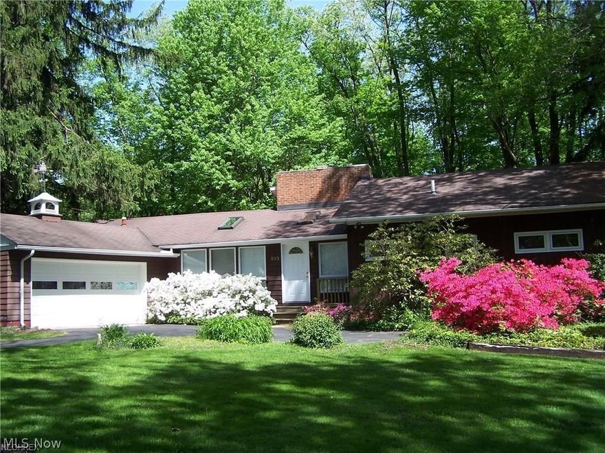 Ideal home for nature lovers. Sprawling ranch style house with beautiful landscaped yard overlooking South Chagrin Metropark System (that
provides year round activities) with incredible captivating nature views from every room. Bright and sunny home with additional amenities
including 2 jetted tubs equipped bathrooms, 3 wood burning fireplaces, 5 of 10 large rooms with walls of windows and a 30 foot wide attached
garage. Kitchen has 2 operating skylights providing wonderful sunlight and fresh air year-round. Located in a quiet peaceful scenic
neighborhood at one of the highest elevations on the North side of Solon (high and dry) on a dead end street (no traffic). First floor laundry is a
plus as is the large expanse of property (1+ Acres) that is required for future development and expansion. Recent upgrades and improvements
have increased the value far beyond the old historic estimates. Solon has one of the highest rated school districts in the state as well as the
nation. Posi