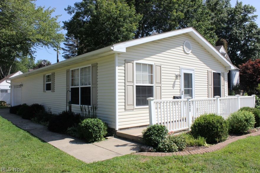 Delightful inside and out with 3 bedrooms, 1 bath, is this updated ranch built 2005 with first floor laundry including washer & dryer, applianced eat in kitchen, & vaulted living room on pretty landscaped lot* Updates, including but not limited to, flooring (throughout), 6 panel oak doors, wood trim, granite, kitchen sink, refrigerator, microwave, central air, upgraded furnace, garage service door, garage door & opener, screened gazebo, stamped patio & insulated attic* Neutral décor throughout & pristine move in condition set on a corner lot with decorative vinyl fence, 1.5 car heated  attached garage with storage cabinets, utility sink with hot and cold water and access to private patio with gazebo* Convenient location on quiet street* Sellers utility budget.... electric $61.98/ mo. &  gas $57.00/ mo.* Immediate possession* Move in and enjoy*