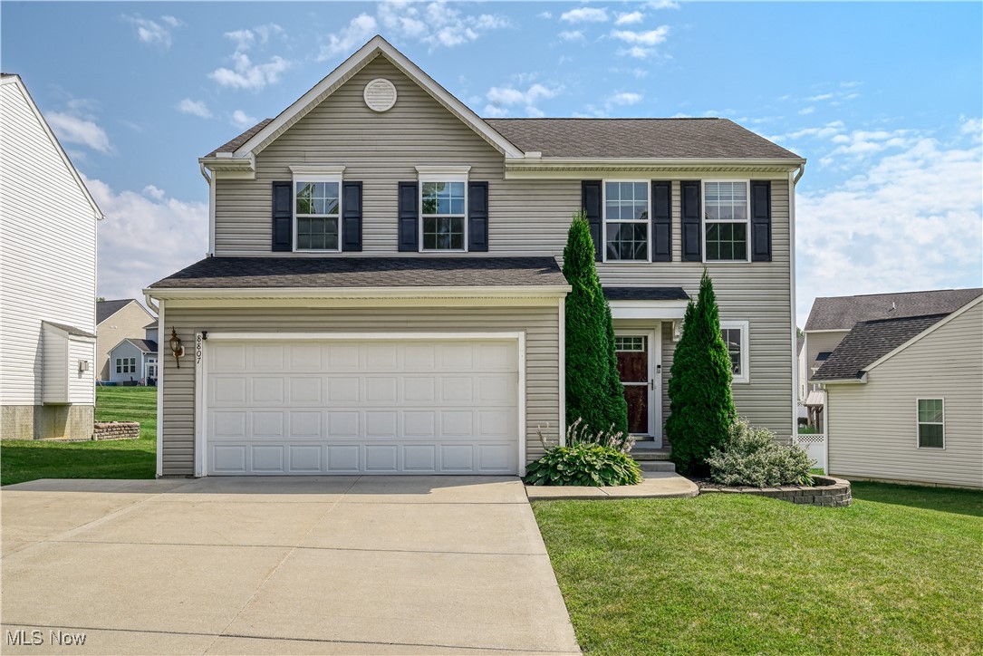 Welcome to the perfect blend of style, comfort, and convenience in this beautiful 3-bedroom, 2.5-bathroom home, located in the highly sought-after Meadow View subdivision. From the moment you step inside, you'll be greeted by an inviting and bright open-concept floor plan, where the spacious living room with a cozy fireplace flows seamlessly into the eat-in kitchen with a charming center island and sleek backsplash, and pantry offering ample storage. Upstairs, convenience is key with a dedicated second-floor laundry room, a full guest bath, and a large primary bedroom that features a private ensuite bath and a walk-in closet. A half-bath is also conveniently located on the main floor. The finished basement offers a fantastic bonus area and is pre-plumbed for an additional full bath, providing an incredible opportunity to customize the space to your needs. This home is designed for modern living, featuring a convenient built-in audio system along with recent upgrades for your peace of mind, including a newer hot water tank with an expansion tank (2020), water softener system installed (2021), and a SMART thermostat for effortless climate control. Outside, the large backyard has a spacious shed for all your tools, and the 2-car garage provides plenty of room for vehicles and storage. Located in a desirable Streetsboro community, this home offers everything you need to start your next chapter. Don't miss this opportunity!