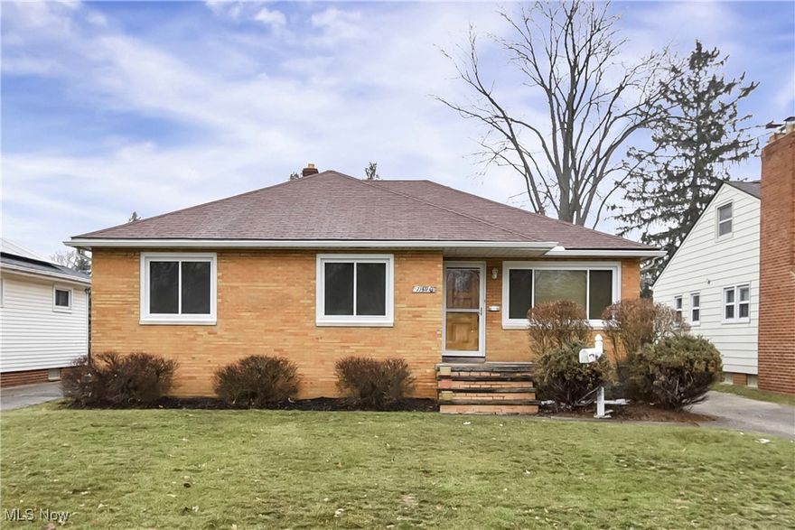A well loved and cared for ranch home on a quiet and friendly street is now ready for the next owner. From the front porch to the extra deep and fenced back yard, there is much to love in between. This sweet home has been freshly painted in a warm neutral hue and offers a good size living / dining room combination with double doors leading to a coveted 3-season room with backyard access. This adorable space is the perfect extension of your living area, great for enjoying a morning cup of joe and taking in the spring, summer and fall seasons. An updated kitchen offers Kraftmaid cabinetry drawer and door storage, gorgeous granite counters, deep stainless single bowl under mount sink, under cabinet lighting and stainless appliances including a brand new dishwasher. Professionally cleaned for a fresh start. Head down the hall to three good size bedrooms and a full bath also updated with tile floors, walls, tile shower surround with bench and storage nook. Down below you will find a finished rec room with dry bar,  host to many family gatherings. Dedicated laundry and storage rooms plus a handy 1/2 bathroom. Outside you will love the large patio, deep lot perfect for your furry friends and a spacious 2-car garage. Located near many great shops and restaurants, highway, airport and downtown Cleveland. So much to love and ready for you to move right in and make your own.