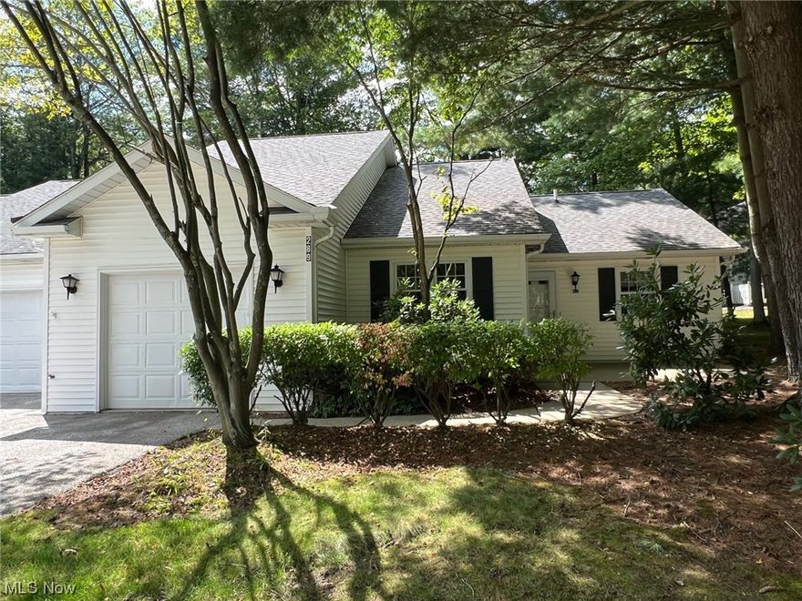 BURLINGTON OVAL 2 Bedroom & 2 Bath Ranch Condo! Foyer entrance welcomes you into the spacious living room/dining room combination with large picture window and pass through to Eat-in Kitchen with all appliances. Master Bedroom with double closets & private full bath plus 2nd bedroom, guest bath & large walk-in closet off hallway. Laundry/Utility Room with cabinetry and stackable washer & dryer stay. Nice wooded setting with front concrete patio plus 1-car attached garage. Immediate possession. This desirable community includes walking trails and close to shopping, dining, golfing, YMCA, Geauga Park District & Historic Chardon Square!