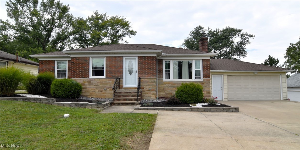 This beautiful ranch home has many updates including: Triple pane windows 2017, Roof 2016, Furnace and A/C 2016, Hot water tank 2016, Concrete Driveway 2017, kitchen 2016, Bathroom 2016, Electrical Panel 2017, Exterior Lighting, Deck and Concrete Patio 2019, Exterior Waterproofing 2018, Fence 2018, Rear Sliding Door 2016, Finished Rec Room 2019 and more. The home is nestled on a private fenced in 1/2 acre lot. With this home completely redone, you can move right in and enjoy. You will find 3 nice size bedrooms and a full bathroom. The spacious living room is perfect for entertaining, but comfortable for living, flowing seamlessly into the dining room and updated kitchen equipped with modern appliances and Quartz countertops. In the basement you have a spot to relax, and space to entertain or a play area for kids! All major appliances are new within the last 8 years. Come outside to enjoy the expansive yard, ideal for outdoor activities, gardening, or simply unwinding. 2 sheds in the rear of the yard. Located in the desirable North Royalton area, this home combines the peace of rural living with convenient access to local amenities, new schools, and major highways. Don't miss the opportunity to own this unique property that offers both charm and modern comforts.