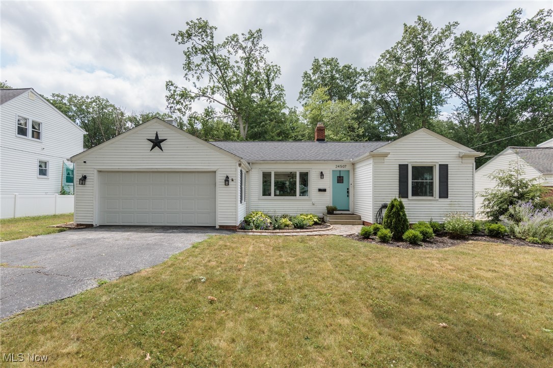 Discover this beautifully updated Ranch set on a rare and scenic 0.78-acre lot near the heart of Bay Village. Step inside to find gleaming hardwood floors and abundant natural light pouring throughout. The open-concept living room w/ fireplace, dining area w/ a wall of windows overlooking the private backyard, and updated kitchen creates an ideal space for both relaxing and entertaining. The kitchen has been tastefully updated with modern finishes including white cabinetry, quartz countertops, beautiful backsplash & included appliances. Two Comfortable bedrooms and an updated full bath completes the main level. Downstairs, the finished basement adds versatile living space with spacious recreation areas including additional bedroom options and a convenient half bath; perfect spaces for guests or entertaining. Enjoy fantastic curb appeal and an amazing backyard showcasing a covered patio, 2 additional patio spaces, fit pit area and an additional parcel located behind the home is included in the lot size, offering even more room to enjoy or expand. New roof(2023), Basement glass block windows(2022), Tankless hot water heater(2019) & a 1 year home warranty included! This unique property offers the perfect blend of style, space, and location; don’t miss your chance to make it yours!