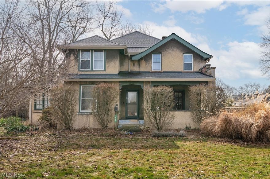 INVESTORS!!! Who's ready to restore a piece of Akron history? Step into a true piece of Akron history, the original Sheldon Farmhouse, built in 1884. This beautiful residence sits on a spacious 0.41-acre lot and offers nearly 2,907 square feet of timeless character and incredible potential. With 6 generously sized bedrooms and 2 full bathrooms, it’s perfect for a large family, multigenerational living, or anyone ready to roll up their sleeves and bring a landmark home back to life. Inside, you’ll find rich natural oak hardwood floors and unpainted oak trim (from an early-20th-century remodel) that flow throughout, creating warmth and authentic charm. A tiled foyer welcomes you into a gracious living room (approx. 20x14) and a formal dining room. Elegant French doors open to sun-drenched solarium, plus a lovely front porch that’s ready for summer evenings. The first-floor Victorian-style full bath is a delightful period detail, and a convenient first-floor bedroom adds flexibility. Upstairs, an open spindled staircase leads to a central hall with five additional bedrooms and another solarium — a classic layout full of light and possibilities. This home has solid bones and wonderful original details, but it does need work — both inside and out. It’s a true diamond in the rough that’s waiting for the right owner to provide some loving updates, cosmetic refreshes, and personal touches to restore its full Victorian elegance. A basement, 2-car detached garage, newer boiler and hot water heater (approx. 2 years old), and central heating and air are already in place to give you a strong starting point. This rare historic opportunity in desirable West Akron is ideal for a visionary buyer, rehabber, or family who appreciates old homes and wants to create something special. If you’re looking for a project with endless character and room to grow, this could be your next chapter. Schedule your showing today and imagine the possibilities in this beautiful slice of Akron heritage!