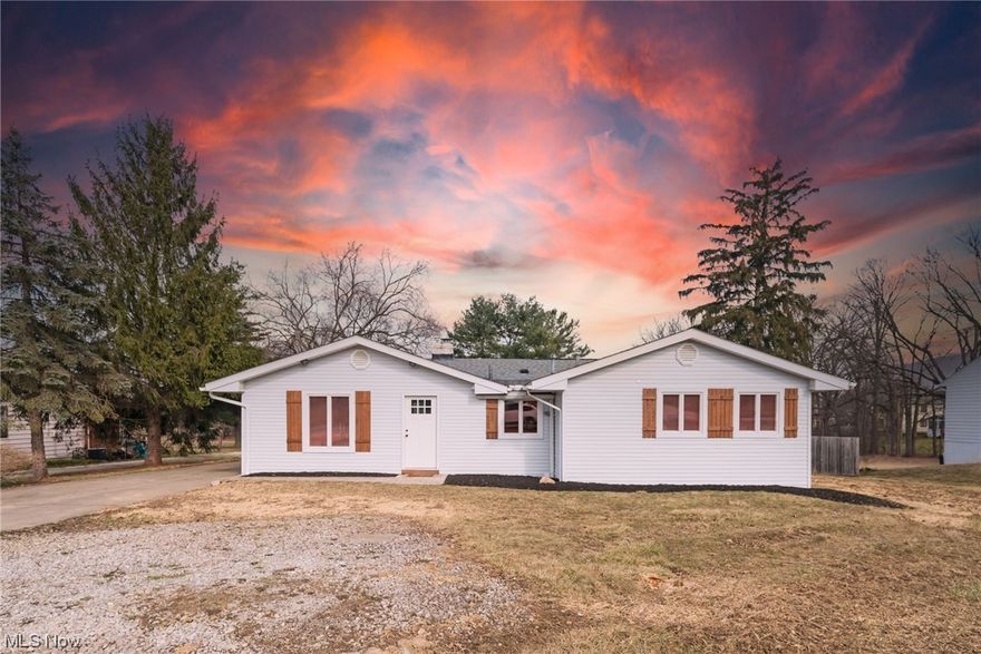High design High quality completely renovated 4 bedroom 2 bath ranch sitting on a picturesque 1.25 acre lot in Revere Schools. You will be proud to call this your home. The open concept dining, living and kitchen is anchored by a 2 sided stack stone fireplace.
This is a very family friendly floor plan, enter the front door into a very spacious entry flanked by the dining room and dedicated office. The NEW custom kitchen with all new soft close cupboards, high quality granite counters and stainless steel appliances. The family room spans the back part of this living space with beautiful views into the back yard through a large window and full length glass door. 4 bedrooms and 2 completely new and upscale bathrooms finish off the first floor living. The master bedroom with dedicated master bath and walk in closet with be a perfect retreat at the end of the day. Partially finished basement gives you 2 more finished rooms for total flexibility. So many updates will give you years of worry free enjoyment. All new flooring, paint, lighting, vanities, sinks, tubs/showers, toilets.
NEW AC 2024, NEW Garage Roof 2024, NEW Septic 2023
2 sump pumps, Radon system already installed, EZ breathe system in basement.