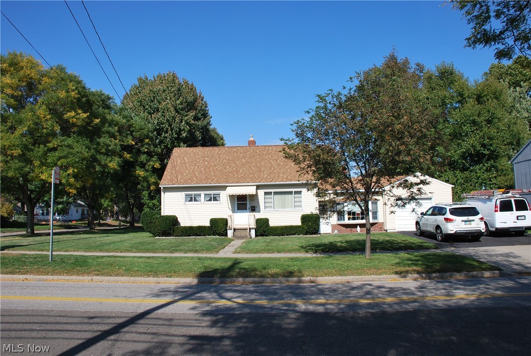 Awesome home to settle an estate. This home has a great layout and newer roof, and furnace and air conditioner! The large Living Room was being used as a Dining Room since there is an additional Family Room flanking the eat-in kitchen with all appliances! The laundry was brought upstairs for all 1st floor living, can easily be taken back to the basement if Buyer desires. 2 Bedrooms and full bathroom on 1st floor with large open cape upstairs with plenty of space for 2 bedrooms. There is hardwood and carpet as well as som tile and vinyl. The back yard is fenced in and the home sits on a corner lot. The garage is a one car with an electric opener. The basement was previously finished and has a bar area and needs some t.l.c. but easily ready to go. Priced to sell, ready to go!