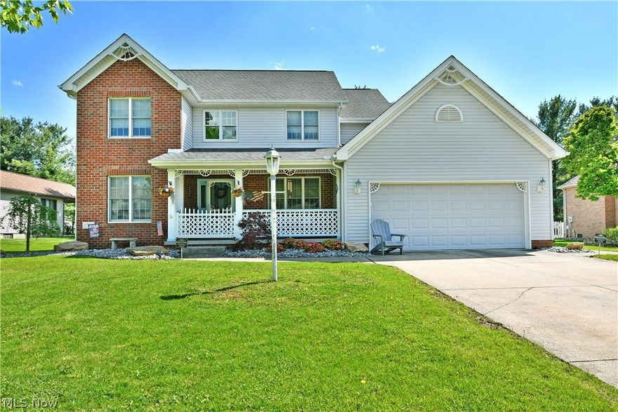 Welcome home to this gorgeous 2-story full of charm and character! This home was the showcase home for the development and has only had two owners! From the moment you arrive, you’ll fall in love with the inviting oversized front porch complete with beautiful gingerbread detailing that gives this home all the warmth and charm of country living. Inside, the spacious layout offers 4 bedrooms and 2.5 baths with plenty of room for everyone. The kitchen features an island and new flooring. First floor laundry off the kitchen also with new flooring The kitchen opens directly to the cozy family room featuring a gas fireplace, making it the perfect gathering space. A bright 4-season room and additional office or sitting room provide flexible living spaces to fit your lifestyle. The entire first floor features all new flooring, adding a fresh modern touch throughout. Upstairs you’ll find four generous bedrooms including a stunning master suite with cove ceiling and large master bath. Step outside to enjoy the great backyard and large deck, ideal for entertaining or relaxing evenings at home. With so many updates already completed, this move-in ready home is ready for you to unpack and enjoy! Home Warranty included and ask about the list of updates!