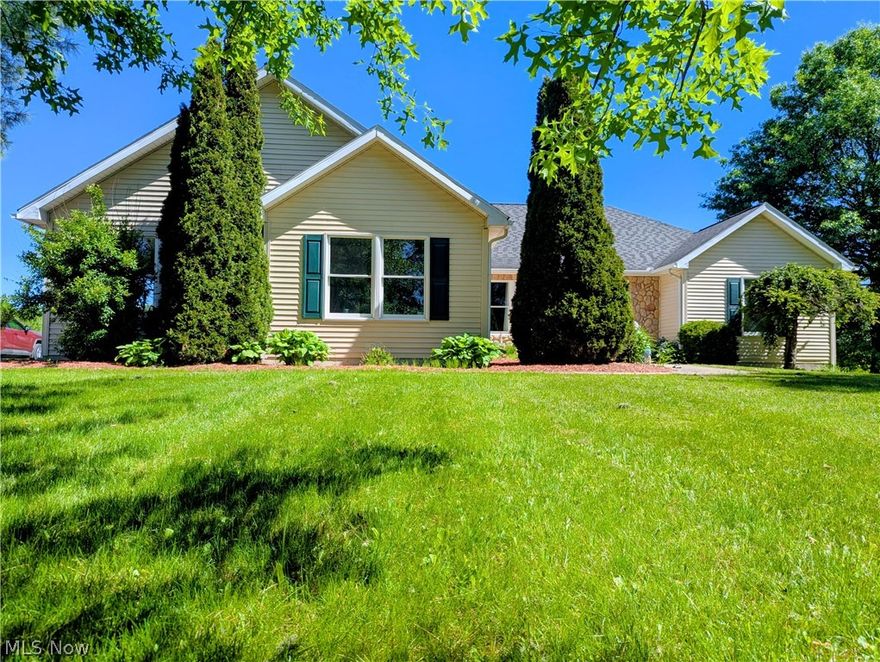 Charming Country Living on 2 Beautiful Acres in West Farmington.
Nestled on a peaceful stretch of countryside, this well-maintained ranch offers the kind of comfort, space, and quiet living that just feels right from the moment you pull in.
This inviting 3-bedroom, 2.5-bath home features a thoughtfully designed single-level layout, perfect for easy everyday living. Step inside and you’ll find soaring cathedral ceilings, generous room sizes, and wide hallways that create an open, airy feel throughout.
The cozy eat-in kitchen comes complete with appliances, ready for everything from Sunday breakfasts to family gatherings. Just off the main living areas, you’ll find convenient main-level laundry—washer and dryer included—making life that much simpler.
The primary suite is your own private retreat, featuring an en-suite bath with a relaxing jetted tub—perfect for unwinding after a long day. Downstairs, a full basement offers plenty of room for storage, hobbies, or future finishing touches.
Outside, the charm continues. Sip your morning coffee or enjoy quiet evenings on the back deck while taking in the peaceful country surroundings. The property is equipped with an artesian well, water softener, septic system, and a durable stone and vinyl exterior, offering both comfort and peace of mind.
A 2-car attached garage completes the package, giving you all the space you need for vehicles, tools, and more.
If you’ve been dreaming of wide-open spaces and easy living with a welcoming, down-home feel, this West Farmington gem is ready to welcome you. Professional photos are coming soon,