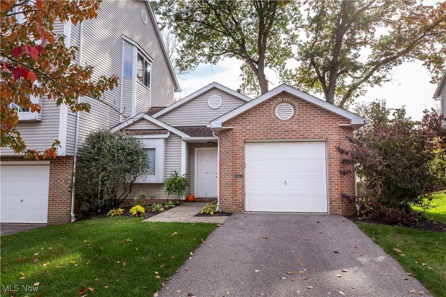 "Welcome home darling!" This cozy condo is located at 344 Village Pointe Dr #6F tucked away on a private drive in Akron. The property is centrally located in Akron, close to Swenson's on Hawkins, minutes from highway access, many amenities and many National Parks. The condo boasts 1200 square feet, two bedrooms, two full baths, and first floor laundry. This ranch's floorplan is considered a split ranch, one bedroom and full bath located at the front of the condo and the primary suite being located in the back. Entering through the front door you are directed down a long hallway offering features along the way. The first suite is located at the front of the home. Attached garage access on the right. The hallway includes an ample laundry closet. The eat-in-kitchen is lovely including beautiful new countertops, sink, fixtures and stainless steel appliances. All new tasteful painting and flooring throughout.  The living room boasts vaulted ceilings, a gas fireplace with new oak surround & mantel and tons natural lighting. The sliding glass door leads you to the delightful patio space, off of the living room. The primary suite includes vaulted ceilings, dual closets and walk-in shower. The primary bathroom has been remodeled with new shower, flooring, fixtures and stylish counters. The neighborhood is quite and secluded. Updates include: new flooring throughout, vinyl & carpet, remodeled kitchen, remodeled primary suit bathroom and additional full bath, new paint throughout. All new appliances which stay with the home. Driveway is extra wide supporting guest parking. Call/text for your private showing of this gem today!