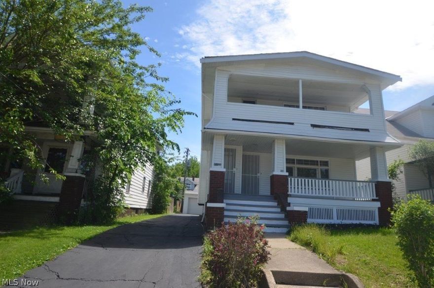 This multifamily colonial has 4 bedrooms and 2 full baths. There is a two car detached garage and a full unfinished basement. This is situated in a lovely neighborhood on the city's west side. Both units have an open porch for lounging. They also have separate front door entrances. All rooms have ample amount of space.  Kitchen has wooden cabinets with good amount of storage space. Just minutes from Interstate 90 with a 15 minute drive to downtown. Also located near many restaurants, shopping, and parks.