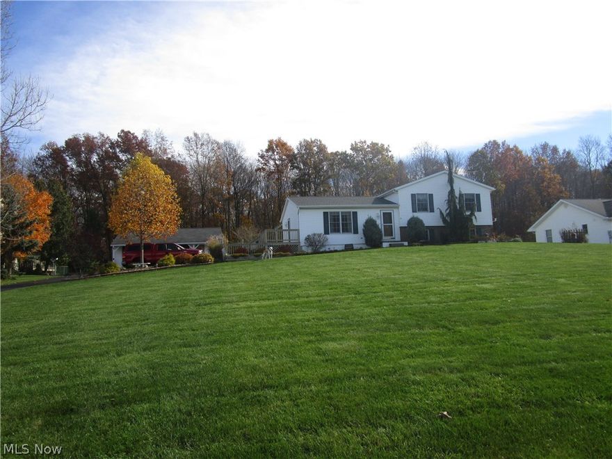Beautiful 3-4 bedroom home on 1 acre in Crestview Schools.  This well maintained property has a 32'x48' Garage that can hold (4) cars in one section and has an insulated, drywalled workshop in the other section.  New roof in 2012. There's a large deck with a covered section for entertaining. An Invisible pet fence stretches around the home and in the rear.  Inside, the Kitchen was updated in 2007 with new cabinets, granite counter top and stainless steel appliances that stay.  The laminate floors are approx. 4 years old.  The home has a water softener system with whole house filter and reverse osmosis. Finished room in the basement could be 4th bedroom.  Mineral rights will transfer to the buyer.