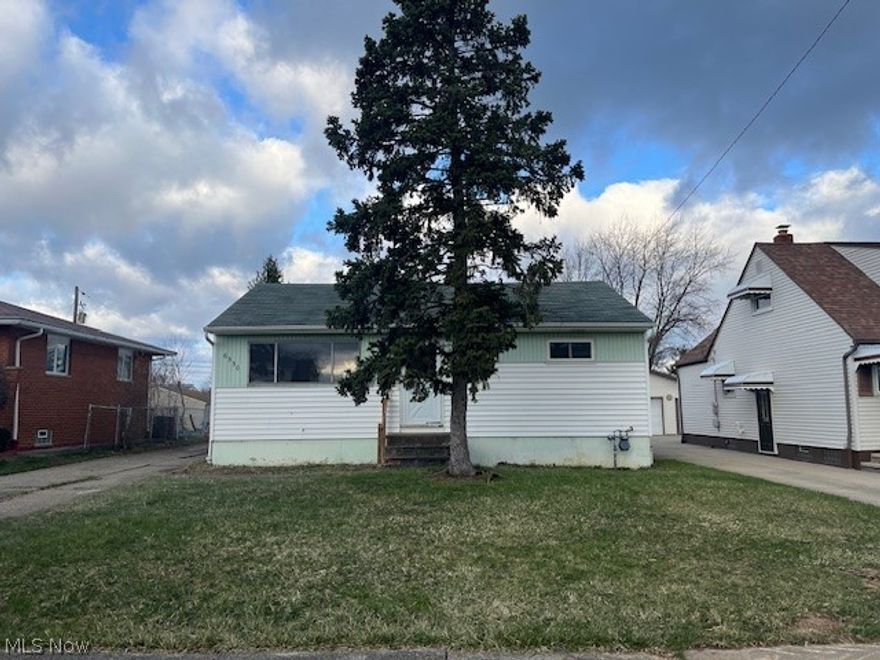 Opportunity awaits for this 3 bedrooms 2 bath ranch in Brook Park. Bring your decorating skills. Home has much potential with some elbow grease. One bedroom wall was partially removed to make a dining room- can easily be reinstalled. Home offer large living room with hard wood floors. All 3 bedrooms have hard wood flooring. Kitchen is a good size with vinyl flooring. Outside there is plenty of room with the 2 car garage and an additional 1 car port. Come see it while it lasts.