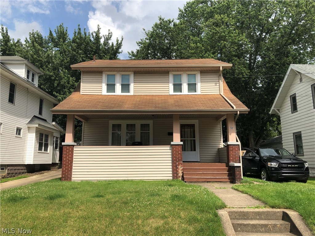 Colonial home with 3 beds/1 bath. Non-working fireplace in living room. Formal dining room with access to additional room through French doors. Eat-in kitchen with access to back door and basement. Large front porch. One car detached garage. Roof needs to be replaced.