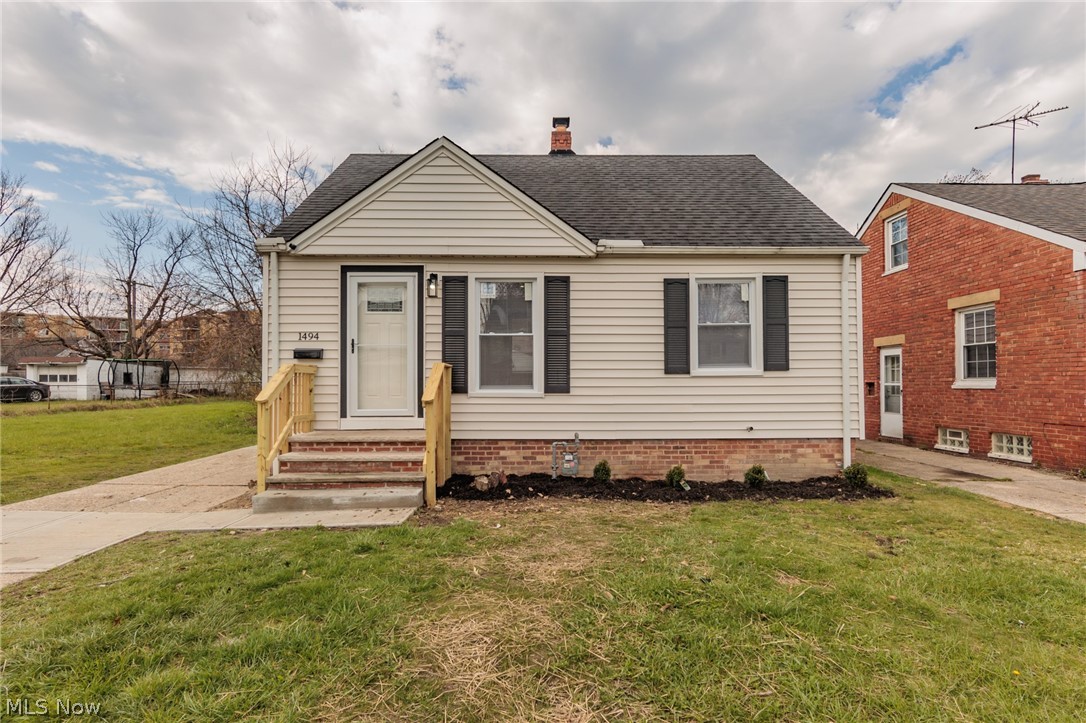 Beautifully updated, 3 bedroom 1.5 bath Cape Cod situated in the city of Euclid. This move in ready home showcases all new flooring, fresh paint, light fixtures, fully remodeled bathrooms, tastefully renovated eat-in kitchen, partially finished basement and a detached 1 car garage! Lovely light and bright living room. Stunning eat-in kitchen with all new cabinetry, granite countertops, backsplash and all new appliances. The main level of the home offers two comfortable bedrooms, complemented by a fully remodeled bathroom, showcasing meticulous attention to detail and quality craftsmanship. Ascend the stairs to discover the private third bedroom, offering ample space and versatility. Adding to the allure of this home is the partially finished basement, providing additional living space in the form of a recreation room, complete with a new half bath, a separate laundry area, and generous storage options. Other important updates include new windows, hot water tank, furnace, front steps, garage door and roof! Nice sized yard and a detached garage complete this must see home!