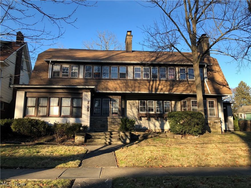 Large duplex on corner lot in Cleveland Heights. 4 Beds/2 Baths each side, 3 car garage. Investors welcome. Property being sold as-is. Seller makes no repairs. Buyers to assume any and all city POS violations.