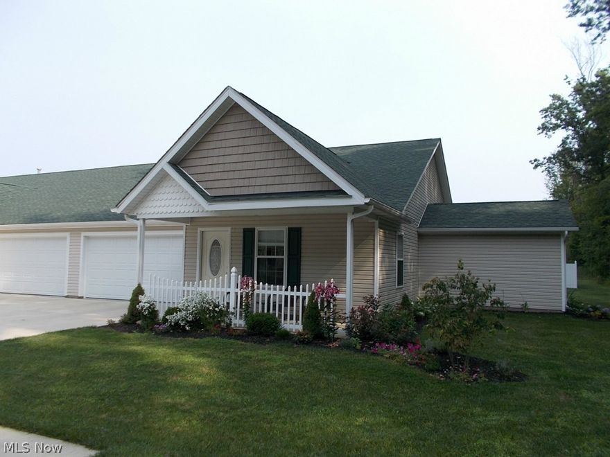 Lovely 2 bedrooms condo with 2 full baths with a bonus room. Wood flooring in kitchen, ceramic tiles in both baths. 2 car garage with storage room. All appliances stay. Vinyl windows--blind only to stay. This is an end unit which is much larger than the standard unit. Very private next to woods. Not a drive-by--24 hrs to show