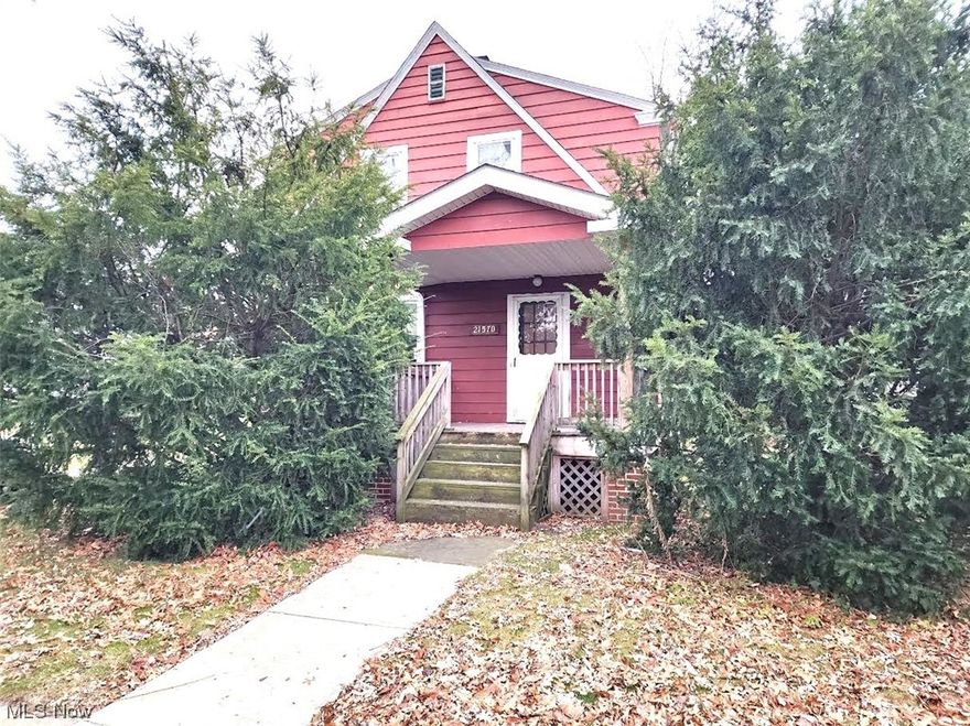 Solid Home in need of TLC * Large Front Porch * 3 Bedrooms * 1 Full Bath * Living Room with Fireplace * Large Dining Room with Built Ins * Big Kitchen with lots of Cabinet Space * Basement with Laundry Area, Built-In Storage & Half Bath * Buyer to assume all Euclid Point of Sale repairs.