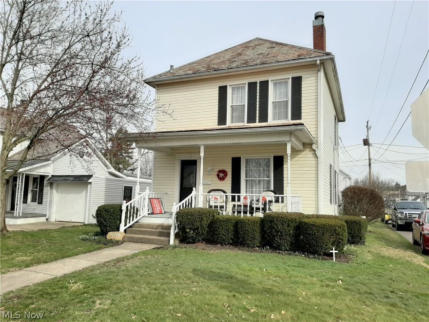Lovely home in nice neighborhood. Enter this century home from the pretty front porch into a home with gorgeous original woodwork. The Living Room features a beautiful original fireplace with mantel and hearth you cannot duplicate. The Dining Room is currently set up as a TV room and features a built in hutch. Nice Kitchen with range and fridge that stay. 3 Bedrooms with full Bath upstairs. Finished basement with a Family Room (computer desk stays) , Laundry/Bathroom (washer & dryer stay) and Storage Room with shelves that stay. 8' x12' storage barn. Furnace is less than a year old.  Concrete rear patio.