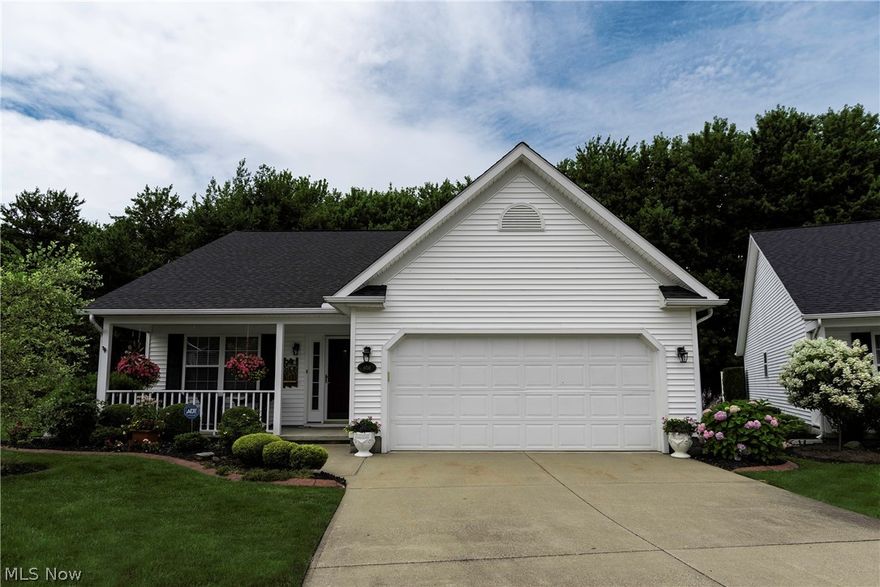 Lovely free-standing Ranch Condo in the Sweet Brier Community of Madison Village. 3 Bedrooms 2 Bathrooms. As you enter through the welcoming foyer you see a view of the beautiful backyard. To your left open the French Door to the first bedroom which presently is being used as an office. The hall leads to the second bedroom and guest bathroom moving into the open concept kitchen, dining and family room.  Master bedroom has a walk-in closet and an open view of the wooded area.  Family room has a fireplace (propane) and both family room and sunroom have vaulted ceilings.  There also is newer carpeting throughout the main area and kitchen, guest bath and foyer have ceramic tile flooring.  Access to the backyard is through the charming Sunroom. Additionally there is a remote control awning over the patio.  The garage has been extended 24" for extra storage/work space.  A 5 minute drive takes you to Interstate (I 90) and not far from the Grand River Valley Wine Country.  You can relax as the