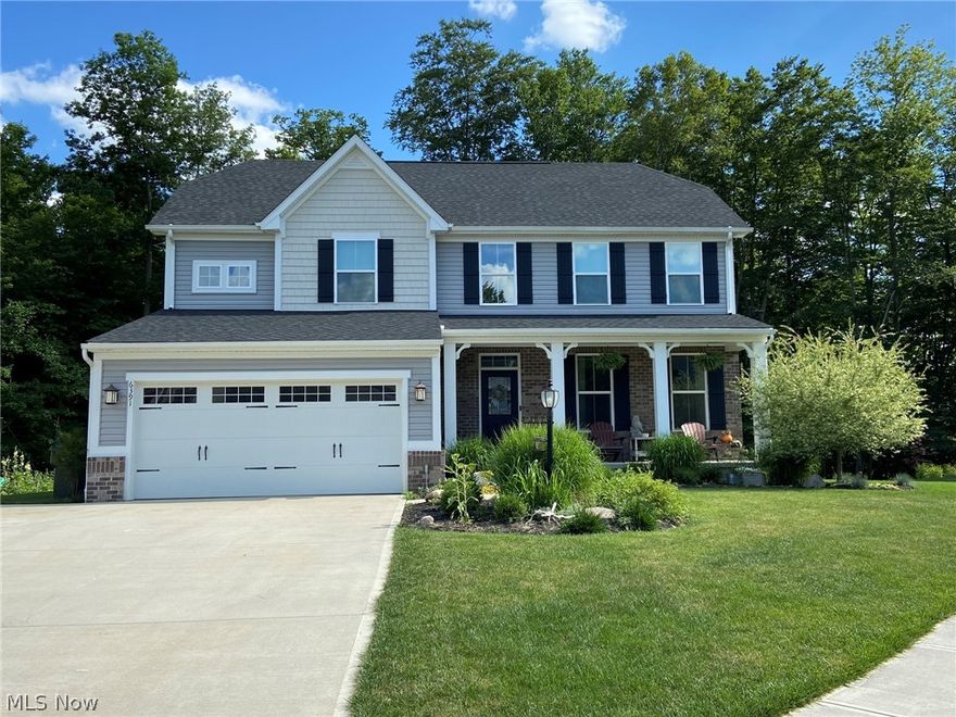 Looking for a brand new home but don’t want to build? Look no further! This four bedroom, two and one half bath home is not even three years old and sits on a private cul de sac surrounded by woods with access to a creek and multipurpose trail. The creek and forested wetlands just off the rear property line provide a natural barrier year round that will not be developed. The basement has been finished and also has an unfinished area for storage with rough ins for a basement bathroom. A mudroom off the garage allows a discreet area to keep shoes and jackets. If you love to cook and entertain, this is the home for you! With a massive island, gas range/stove, microwave, fridge, dishwasher, and 6’x8’ walk in pantry with shelves, you will be set for all of your entertainment needs all while enjoying the view out the back windows. At the end of a long day, retreat to the master bedroom to take in the views from from the wall of windows and listen to the chirping frogs from the creek. The mas