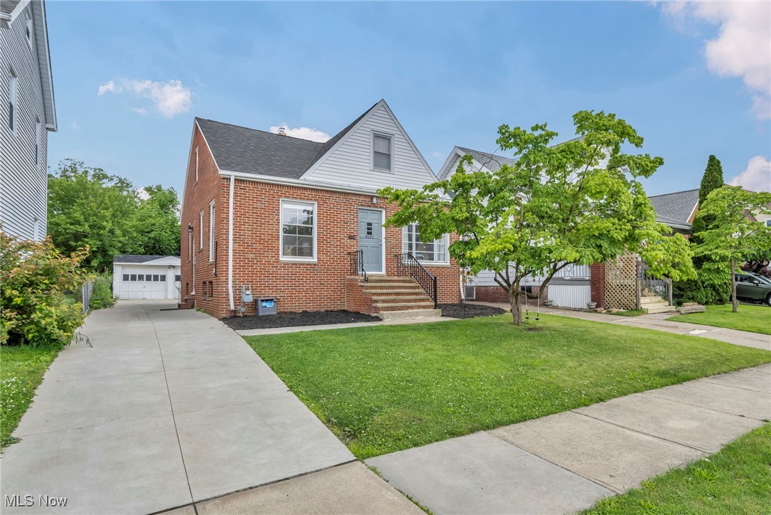 Welcome home to this beautifully updated and well-maintained all-brick bungalow that blends timeless charm with modern comfort! From the moment you arrive, you’ll appreciate the curb appeal, highlighted by a newer concrete driveway and walkway (2023), and a brand-new roof installed in July 2024, offering peace of mind for years to come. Step inside to discover a home full of character and warmth, featuring refinished hardwood floors that flow throughout the main living areas and fresh, neutral paint that complements the natural light. The remodeled kitchen boasts granite countertops, newer cabinetry, a stylish sink and faucet, and durable vinyl flooring that continues into the dining area and bathroom for easy upkeep. The full bathroom has been tastefully updated with a ceramic tile tub surround and modern fixtures. The partially finished basement offers additional living space with new carpet, perfect for a rec room or home office, plus a convenient updated half bath. Throughout the home, LED lighting adds a modern touch, enhancing the home's inviting atmosphere. A spacious two-car garage offers great storage and functionality. Conveniently located near I-480, I-71, and I-77, you're just minutes from downtown Cleveland, Hopkins Airport, Midtown Plaza, Parmatown Mall, and a variety of shopping and dining options. Don’t miss this move-in-ready gem that has been thoughtfully updated and lovingly cared for. Schedule your showing today — this one won’t last long!