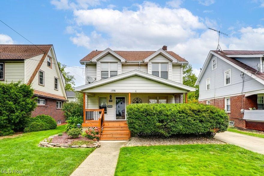 Welcome home to this lovely, updated 5-bedroom colonial in the heart of Cuyahoga Falls with over 2,000 approximate square feet of above-ground living plus a partially finished basement! Enjoy your morning cup of coffee or a delightful book on the cozy newly rebuilt front porch. Snuggle up near the fireplace in the large living area which opens to a formal dining room, and on to the spacious kitchen which boasts granite countertops, a new stove, a refrigerator, and ½ bath. Amazing first-floor master suite with a large full bathroom. Moving to the second floor, which features 3 additional bedrooms and another full bath. Also, a bonus 5th bedroom in the gorgeous, finished attic! Recent updates include finishing the basement, foam insulation including the attic, all lights and ceiling fans, new LVT and carpet flooring (except attic), and a new front porch including stairs, a new refrigerator and stove, and a kitchen sink. Updates information from previous owners (not guaranteed): 2016: full basement waterproofing, water heater, furnace, plumbing, electrical throughout the house and electrical panel, roof, all windows, updated kitchen, and all baths with granite. Central air was installed in 2017 plus many other finishes throughout. The garage has attic loft space with stairs for additional storage. This one won't last long, schedule a showing to make this your new chapter of your life.