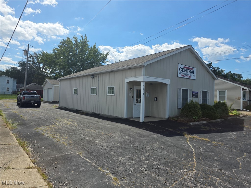 Great commercial location for your business! This property is zoned retail, with excellent visibility in a high-traffic area very convenient to Lorain and Elyria and a short distance from Amherst and Sheffield. Property comprises 1,720 square feet and contains a showroom, offices, a conference area, a kitchen, and two bathrooms, with a shower in one of them. Central air conditioning for your comfort. There's a two-car garage as well, with remote opener. You pay your utilities, the owner pays taxes and insurance on the building. Plenty of parking. Formerly an exterminating company, this location would work well for so many uses: pet grooming, a martial arts studio, retail sales like a flower shop for example, or even professional offices. The possibilities are endless- establish your business in this convenient, modern building.