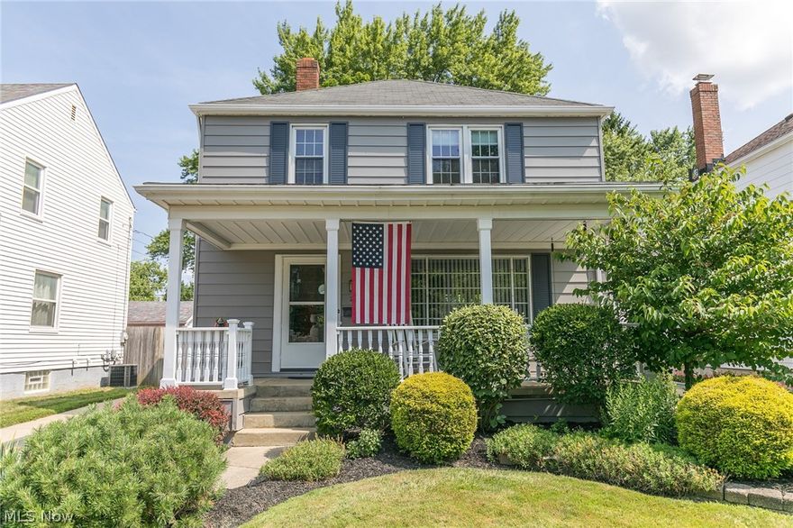 A remarkable 3 bedroom, 1.5 bath colonial in Cuyahoga Falls.  The large living room has beautiful wood floors and a fireplace... The wood floors run through dining area and bedrooms as well.  An updated galley kitchen has ceramic tile flooring.  The updated main bath has a tiled stand up shower, and a tub.  Enjoy the outdoors from the large front porch, or large back deck with hot tub.  There is a good sized yard that is completely fenced, garage, and shed off of the back of the garage.