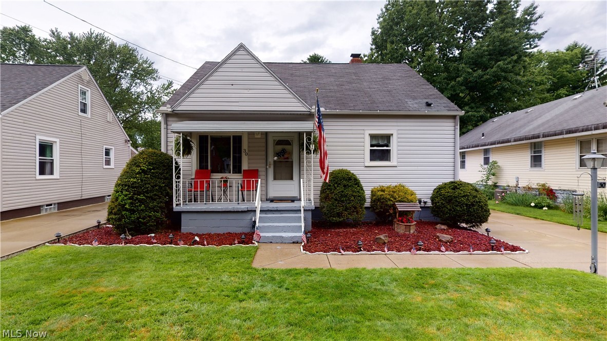 Adorable 3 bedroom, 2 full baths, updated Cape Cod on spacious lot. First floor has nice sized living room that is open to eat-in-kitchen, two bedrooms and full bath updated by Bath Fitters with transferrable warranty. Upstairs is oversized master bedroom with built-in wall of shelves, and extra stand-alone closets and eaves storage space. Lower level has rec room with decorative brick fireplace, pool table that stays, several large stand-alone cabinets, and full bathroom with shower. Detached 2-car garage has attic storage, water and gas hookup. Partially fenced backyard has stamped concrete patio, small garden with sprinkler system, gravel firepit area, kid's playset, shed and lots of extra yard behind garage. Updates include: furnace 2018; central air 2019; H2O 2020; garage doors 2018; foam insulation by USA insulators 2017; electric updated to 150 amp 2008; roof 2007. Additional updates are newer vinyl dual pane double hung windows, siding, glass block windows, flooring, and kitche