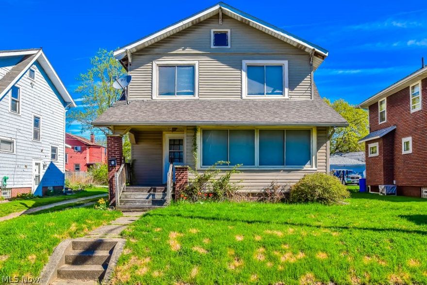 Attention Investors. Minutes from the future Hall of Fame Village.Great investment opportunity with this 3 bedroom colonial! Hardwood flooring in the living room, dining room and 2 bedrooms. Spacious kitchen with a pantry, oven, range and refrigerator. Front sunroom or office with beautiful bifold doors. The gem of the home is in the formal living room with a wood accent wall and a stone fireplace. Upstairs, there are 3 bedrooms and a full bath with a freestanding tub plus built-in storage. Even more storage in the walk-up attic and full basement. Backyard has a shed and patio. Sold As-Is, needs work. Schedule a private showing today!