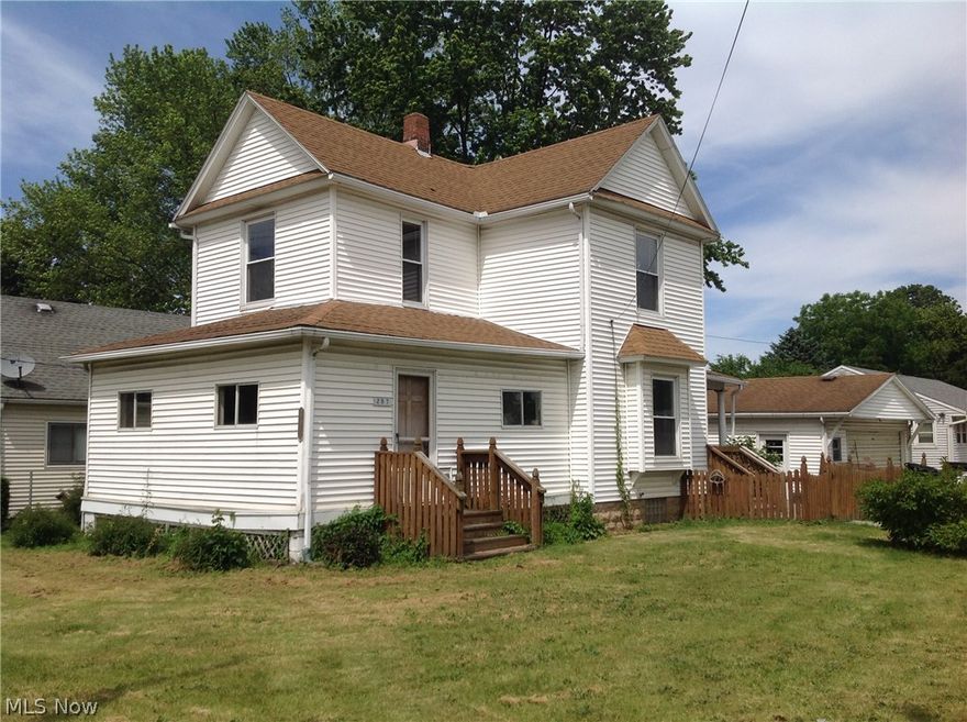Partially restored, 2 bedroom Colonial with partial fenced in yard and 2 car garage. New hot water tank and several rooms already finished, including first floor full walk-in shower and replaced plumbing. Complete the renovations and make it yours.