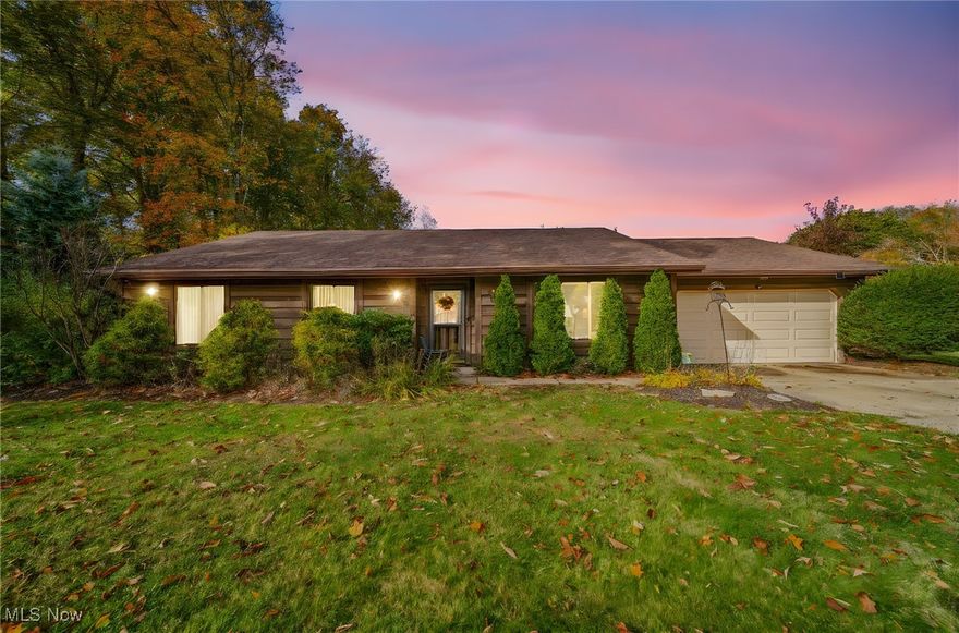 Large ranch on a large, landscaped wooded lot (over a half-acre) in a quiet Perry Township neighborhood. Offers three bedrooms, two full bathrooms, family room and enclosed patio by Patio Enclosures.    This home offers the convenience of one-floor living.  Spacious foyer greets you as you enter the front door.  Owners' suite offers an oversized walk-in closet, a two-sink vanity area and a full bathroom. The rustic family room features a wood-burning brick corner fireplace and rough sawn cedar paneling.  This room has a large breakfast bar that opens into the kitchen.  The central dining area adds to the open feel of this home and bedroom two has a built-in desk making it a great space for a home office or a study.  The large family room provides a separate out of the way living area.  The functional kitchen comes furnished with all major appliances purchased in 2018 as well as a large pantry.  The spacious attached garage offers an automatic door opener, room for two cars, and includes a separate storage room.  A large shed and an additional 16x20 garage with and a garage door could be used for storage, a workshop, or anything.  The furnished utility room includes Washer, Dryer, shelving and a utility sink.  Newer privacy fence encloses the back yard.   Casement built ranch home.  The property to the right with the detached garage and shed go with the home.  Roof 2018.