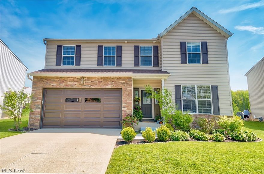 Conveniently located colonial in the sought after Boulder Estates Development! Hudson schools and Cuyahoga Falls utilities!! Foyer opens to a front room that can serve as an office or living space.  Open floor plan featuring great room with gas fireplace, spacious kitchen with built in pantry area and island.  Eat in area has sliding door that leads to concrete patio and large back yard.  Master suite w/walk in closets and master bath.  Three other bedrooms, a full bathroom and convenient second floor laundry! The basement is unfinished and fully plumbed for a bathroom, it has the potential to be a great additional entertainment area or play room.  Two car attached garage. If you are looking for a newer home close to restaurants, shopping, schools and Rt. 8--then you'll definitely want to see this one before it's GONE!