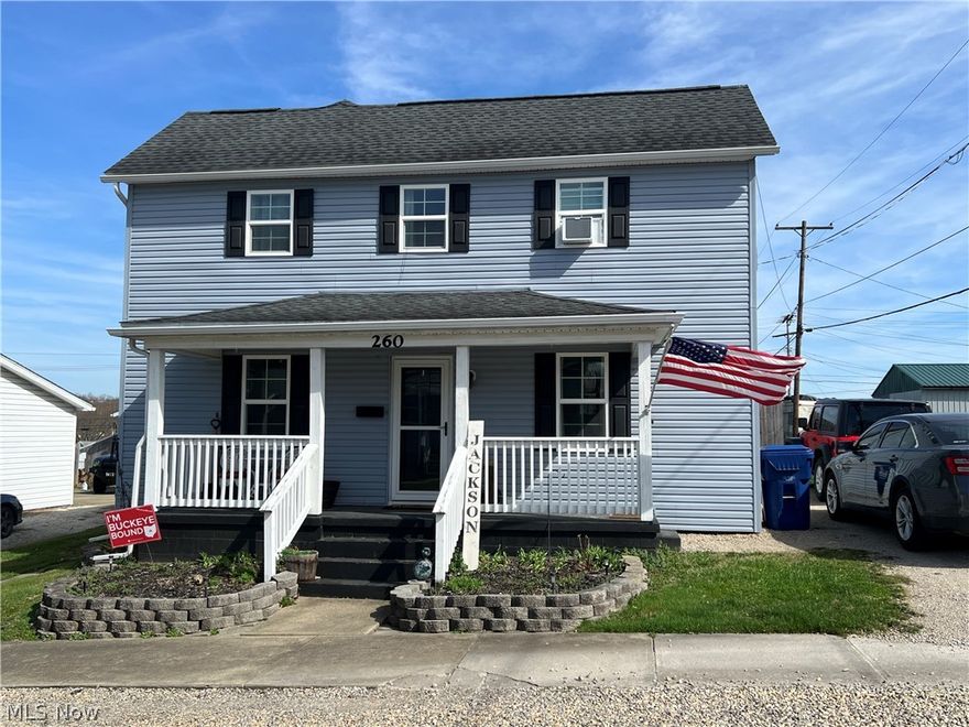 Step inside this well maintained 2 story home with newer wood fenced in back yard with loaded privacy and covered back porch to sit and relax on.  There's a sliding door that leads to the dining area and 1st floor laundry and half bath.  Just off that there's a master suite on the main floor for even more privacy.  The open layout for the nicely updated white kitchen has new appliances, new hot water tank, new ceiling fans and new flooring as well.  There's a spacious sunlit living room and upstairs there's 2 bedrooms and oversized full bath you must see.  The home has a covered front porch and off street parking as well, so call today to view inside.  
Shed and small tree in back yard do not stay.
