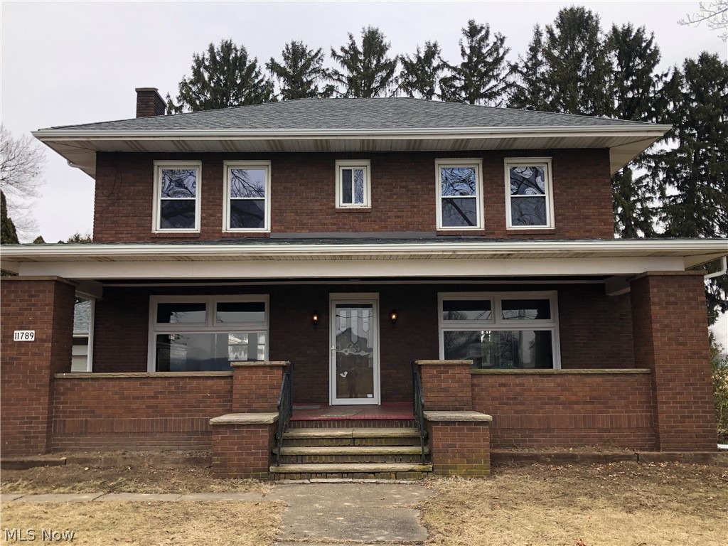 Move right in this stately 3 BR brick colonial on .54 acre. Enjoy the beautiful views from the oversized front porch. Home has had so many updates in 2020 including new roof, gutters and spouting on home and garage, new furnace, new carpet on landing and steps to second floor and 3 bedrooms, laminate kitchen flooring. Beautifully refinished hardwood floors in living room and dining room. Freshly painted throughout. Beautiful built-in cabinets.
Updated half bath off of kitchen. Tasteful granite kitchen countertops.