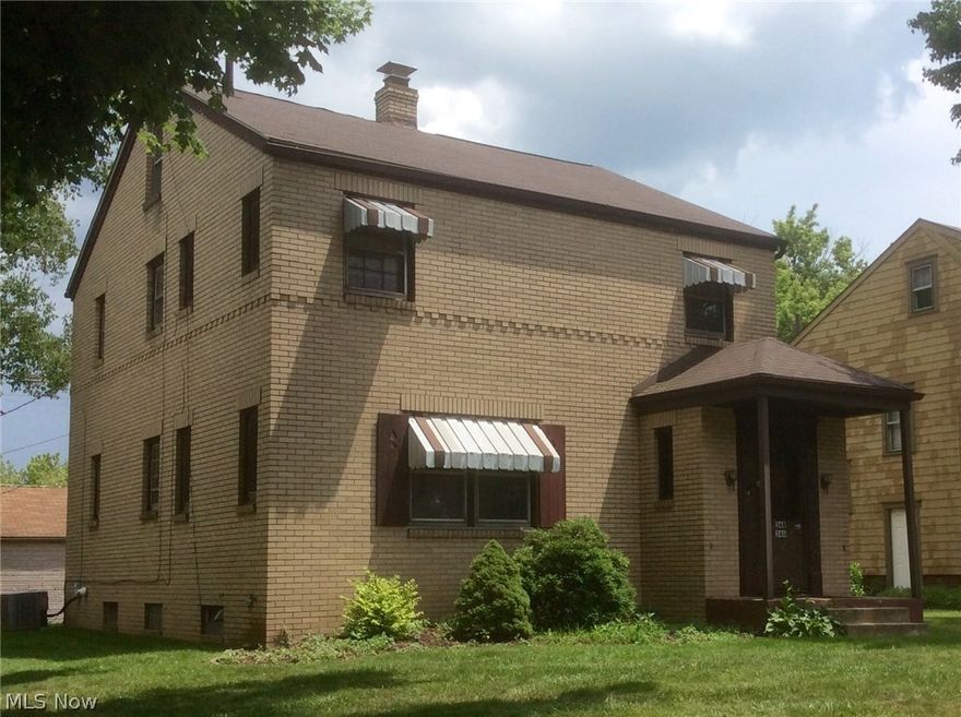 Nice brick duplex, in desireable Harter Heights!  EACH unit has LR, DR, and large kitchen w/refrigerator and range. First floor unit has one bedroom, full bath, forced gas heat and central air. Second floor unit offers 2 bedrooms, full bath, HWT (steam heat). Both unites share laundry area in basement. Each unit shares two car garage. Great investment property. Last tenants rented for $550.00 month. Tenants paid own utilities with the exception of water and sewer. This is a great location. Close to Hall Of Fame, downtown, and interstate travel.