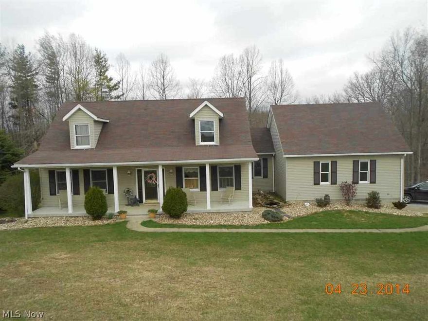 Agent owned property. 1 1/2 story cape cod home on 5 acres. NO MINERAL RIGHTS. Seller will retain all mineral rights. The home has 4 bedrooms, 3 full baths, sitting room off from kitchen, family or game room in the basement, beck deck and patio and very nice yard. A great place to enjoy your family.