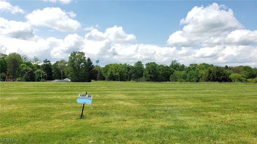 Cleared ½ acre lot with underground utilities and ready to build. Get out of the city and visit The Reserve at Eagle Creek in Garrettsville. There are restaurants, grocery stores, a cinema, drug store, post office, a boardwalk waterfall, Dairy Queen, and more all located within five minutes of these new homes.
The location is within 30 minutes of Solon via easily accessed RT 422. Underground utilities (gas, electric, water and sewer) available - NO SEPTIC SYSTEMS!
This is a very welcoming community of friendly neighbors and lifetime friends that are all proud to call Garrettsville, Ohio home.
The Reserve at Eagle Creek development has some of the most picturesque development lots to build your dream home on. We are tucked in a nice wooded area which the Eagle Creek happens to run right through. Just around the corner is the Eagle Creek Nature Preserve and access to the Headwaters Trail. Bring your own builder or meet with some of our builders that have built several new homes in The Reserve at Eagle Creek. Lot #20 on map.