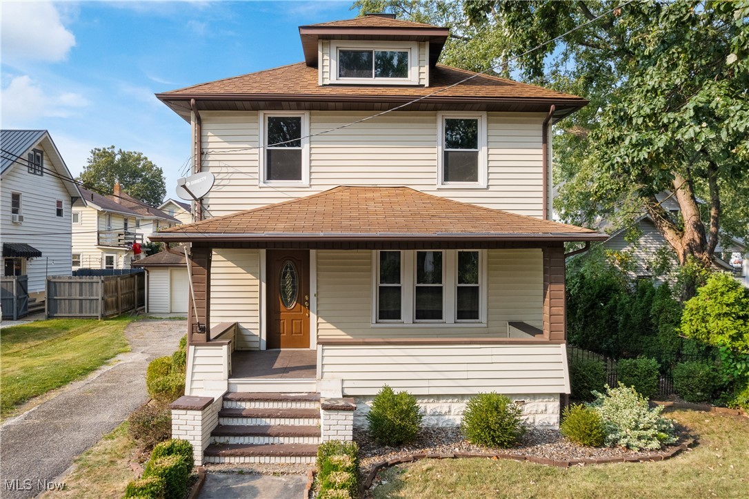 Welcome to this charming two-story colonial nestled in the heart of Massillon! Step onto the inviting covered front porch, perfect for relaxing with a morning coffee or entertaining guests on warm fall evenings. Inside, this beautifully maintained home offers spacious living areas, stunning original woodwork, high ceilings, and an abundance of natural light streaming through the many windows. The main level features a warm and welcoming living room with an aesthetically pleasing fireplace, rich hardwood floors, and a formal dining area that flows into a bright kitchen ready for your personal touch. A thoughtfully designed first-floor addition includes a convenient full bathroom, adding flexibility and comfort. Upstairs, you’ll find three generously sized bedrooms filled with sunlight and an updated oversized bathroom designed for modern living. The full basement provides excellent storage space with potential for future finishing, while the oversized two-car detached garage offers plenty of room for parking, hobbies, and projects.
Don’t miss your opportunity to own this classic colonial with timeless character and endless potential — schedule your private showing today!