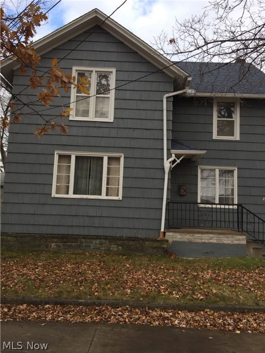 House located near new Conneaut library provides nice yard area.  Actually lot frontage is small.  Many handicap accessories including ramp to back door. Gas furnace new in 2015.  Kitchen remodeled and has space for stackable washer and dryer that provides convenience to one level.  Bedroom on first floor has entrance to main bathroom for convenience with pocket door to provide privacy. Roof new in 2010.  Living room and dining room have hardwood floors.  Open flow plan through archways.  Fans, rounded ceilings for unique look. All newer appliances including stove, refrigerator, dishwasher washer & dryer located in kitchen area