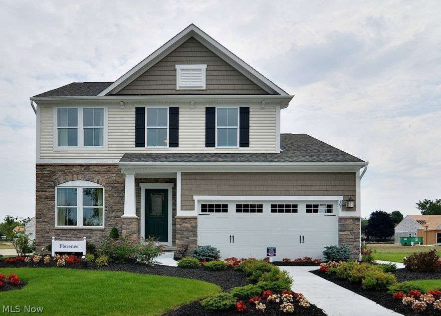 The only new home community in N. Ridgeville with 1/3 acre homesites that offers the privacy of the protected Sandy Ridge Reservation giving you a beautiful view and feel for as long as you live there! Not only do these large homesites offer a great feel because of the surrounding reservation, but Sandy Ridge is the smallest new home construction community in North Ridgeville, giving you a feel of privacy and safety! Our Florence is the perfect pair for this community giving you great square footage at an amazing value. This home offers 3 bedrooms and an open loft for plenty of space for everyone in the family. The first floor has the open concept you’ve been looking for - the spacious family room opening up to a large kitchen is perfect for everyday use & entertaining! Worried about the price? Ryan Homes includes so much – there’s nothing more to add! Call us to learn about all our new included features. Building new has never been more affordable. Photos for illustration. TO-BE-BUILT