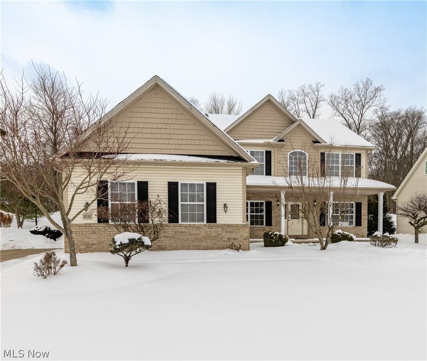 Refined yet inviting, this exceptional residence offers elegant design, sun-filled spaces, and thoughtful details that elevate everyday living.  Built in 2004, this 4 bedroom, 3.5 bath home is set on a private half-acre lot & features a 3-car garage. The grand two-story great room anchors the home, showcasing a cozy gas fireplace and soaring wall-to-ceiling windows that flood the space with natural light.  This flows seamlessly into the large eat-in kitchen, featuring a generous center island. designed for gatherings. Sliding glass doors open to a deck & stamped concrete patio overlooking a beautifully landscaped, private backyard—ideal for entertaining or relaxed family living. The main level also includes formal dining & living rooms, a private first-floor office &  convenient first-floor laundry. Upstairs, the expansive primary suite with W/I closet serves as a serene retreat with a spa-inspired en suite bath featuring dual sinks & a tranquil jetted tub. Three additional generously sized bedrooms & another full bath complete the second level, along with a dedicated office/study area in the hallway for remote work, homework, or creative space.  The finished lower level offers over 700SF of elevated entertaining space, including home theater room, full bathroom, & a versatile flex room ideal for a gym or rec area. Are you a wine connoisseur?  A dramatic arched doorway flanked by an impressive stone wall opens to a stunning cedar wine cellar —adding refined elegance. Notable updates include maintenance-free luxury vinyl flooring throughout the home; newer roof, windows, HVAC system & hot water tank in 2021. Located in a desirable neighborhood close to shopping, dining & convenient freeway access, this home seamlessly blends upscale living with comfort, space & functionality.