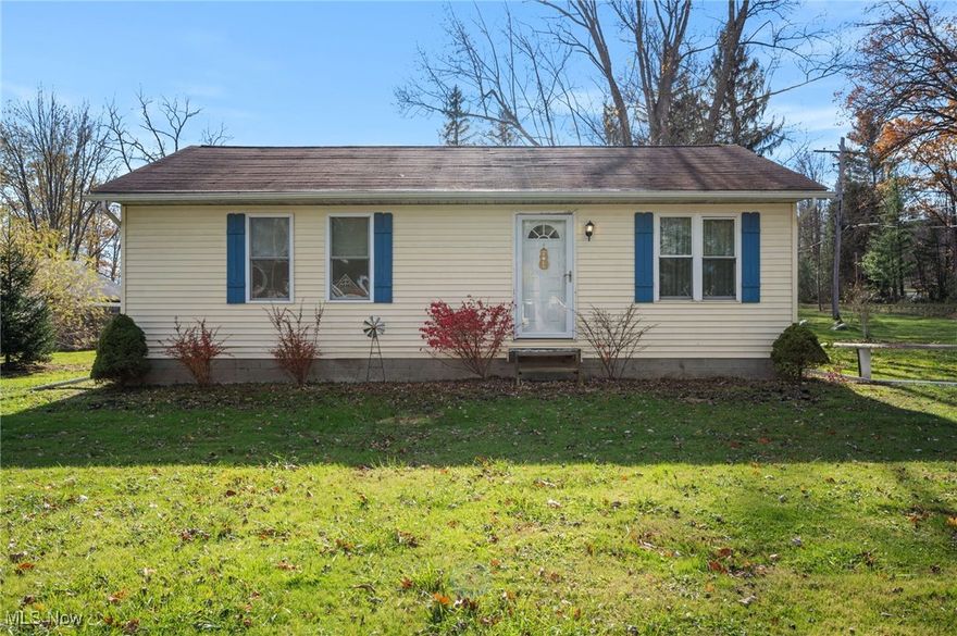 Move-in ready Ranch home located on over .62 of an acre property, conveniently located near OH-44, US-422, and just minutes from Punderson State Park, LaDue Reservoir, Burton Wetlands and many other local attractions. The home features a living room with refinished hardwood floors that is open to an eat-in kitchen with breakfast bar, all appliances included, and access to a deck that overlooks the spacious backyard. A separate fenced-in area off the deck provides a secure space for pets or play. Pull down stairs to an attic and a shed in the yard are perfect for storage. Recent updates include: freshly painted interior (2023), replaced light fixtures, carpet in the primary bedroom and microwave (2024), vapor barrier installed in the crawl space. INCLUDED are ALL kitchen appliances, washer/dryer, window blinds, and a 1-year home warranty.