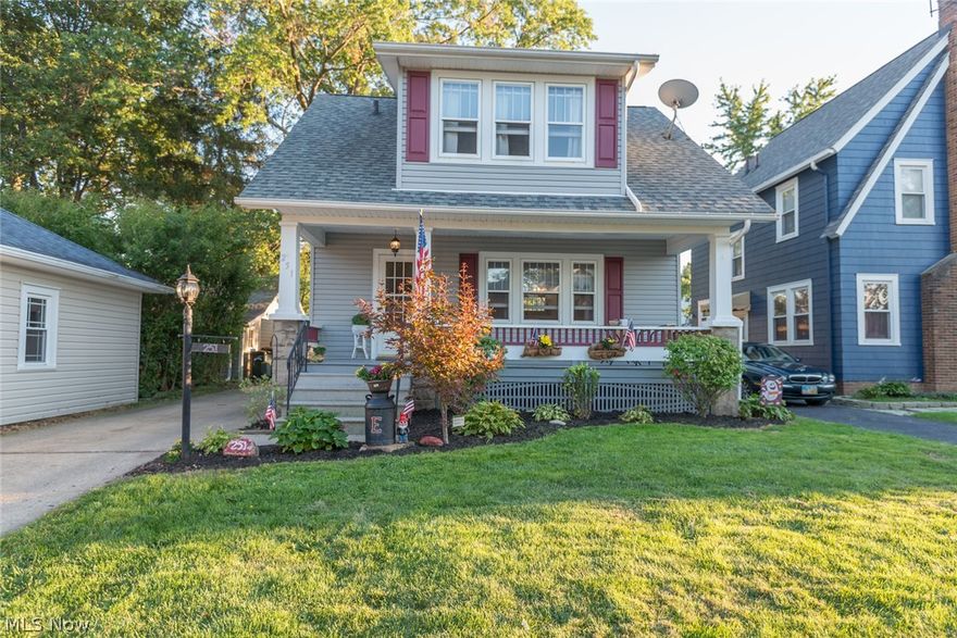 Welcome to this charming Cape Cod in the Eastern Heights subdivision of Elyria.  The full front porch welcomes you into the cozy living room with hardwood floors, all original hardwood trim and plenty of light.  The dining room is right off of the kitchen with track lighting and all appliances.  Upstairs are the three bedrooms and full bathroom.  Full basement has laundry facilities that stay and has plenty of storage space.  The fenced in back yard has 2 sheds for plenty of storage.  This house has had recent updates including new siding, roof and gutters in 2012.  New insulation, hot water tank and water softener in 2011.  Don't miss this one!  What a great home!